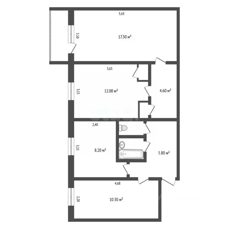 3-к кв. Амурская область, Благовещенск 2-й мкр, ул. Дьяченко, 2Г (63.8 ... - Фото 2