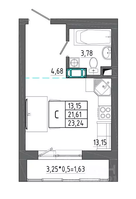 Студия Воронежская область, Воронеж Нижняя ул., 32 (23.24 м) - Фото 1