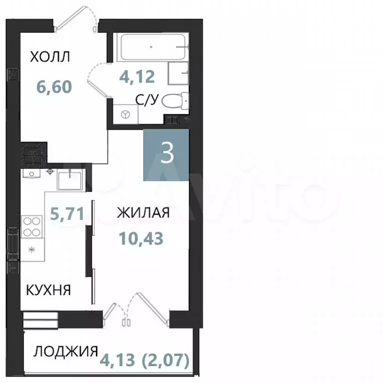 Квартира-студия, 28,9 м, 2/5 эт. - Фото 0