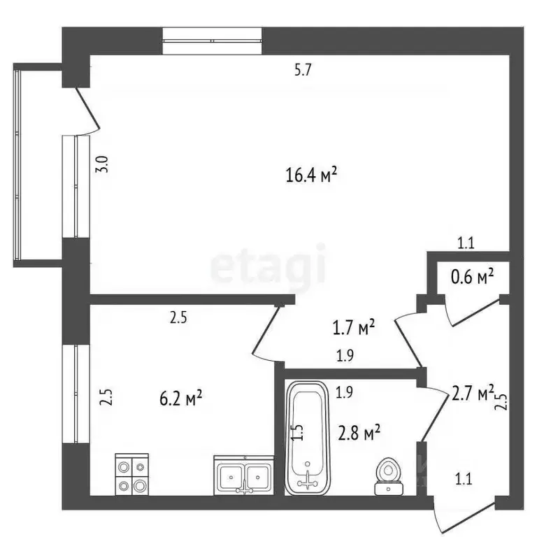 1-к кв. Архангельская область, Коряжма ул. Пушкина, 6 (30.4 м) - Фото 1