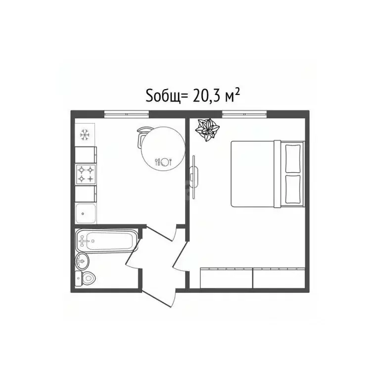 1-к кв. Брянская область, Брянск ул. Вали Сафроновой, 73 (20.3 м) - Фото 2