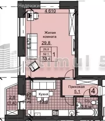 1-комнатная квартира: Оренбург, Улица Николая Ерышева, 11 (53.47 м) - Фото 0