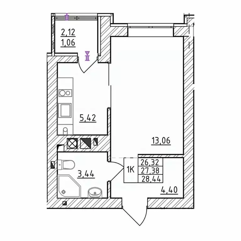 1-к кв. Калининградская область, Зеленоградск  (27.38 м) - Фото 2