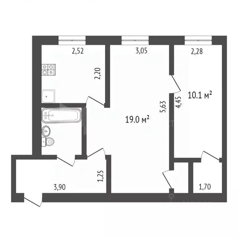 2-к кв. Тюменская область, Тюмень Жигулевская ул., 3 (43.6 м) - Фото 1