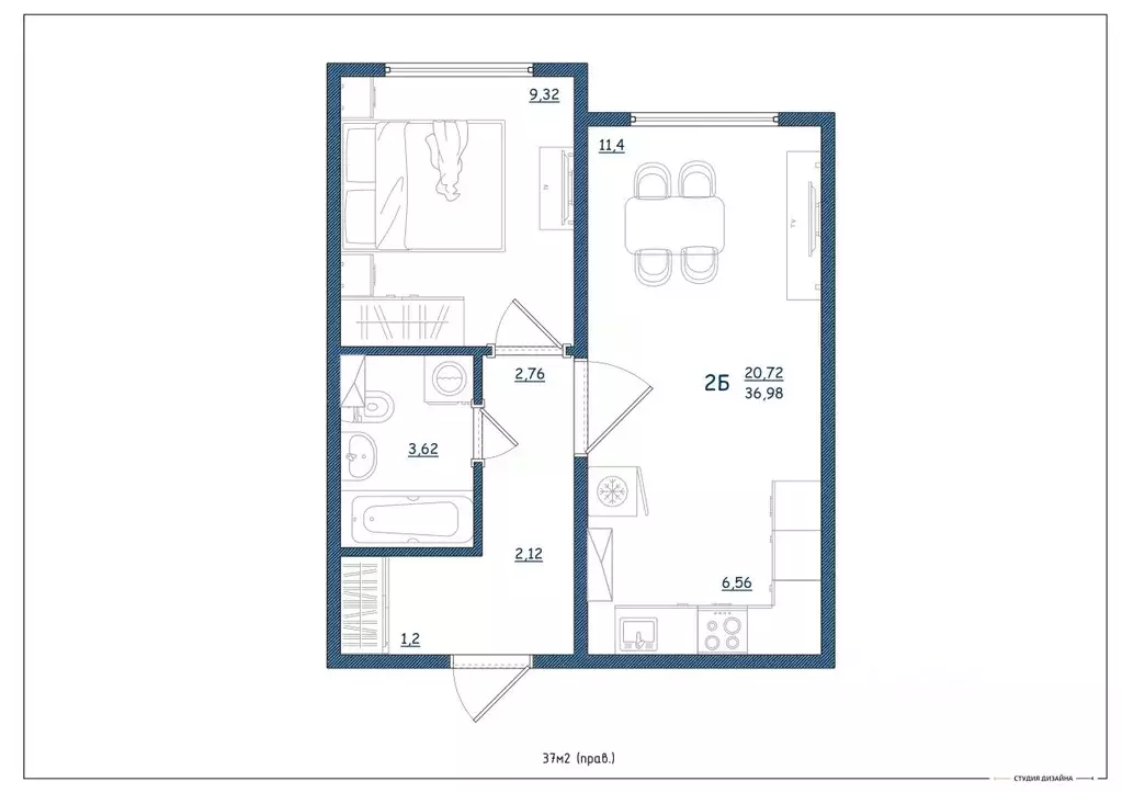 2-к кв. Тверская область, Тверь ул. Левитана, 93А (37.0 м) - Фото 2