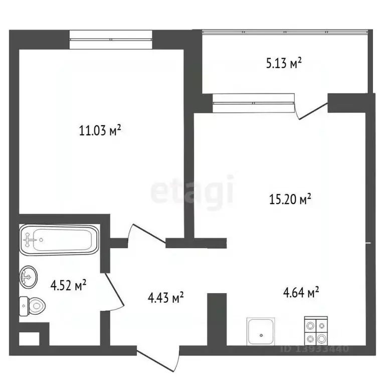 1-к кв. Тюменская область, Тюмень ул. Газовиков, 79 (43.0 м) - Фото 2