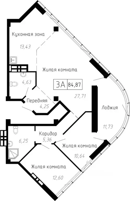 3-к кв. Приморский край, Владивосток ул. Мусоргского, 74к1 (83.73 м) - Фото 0