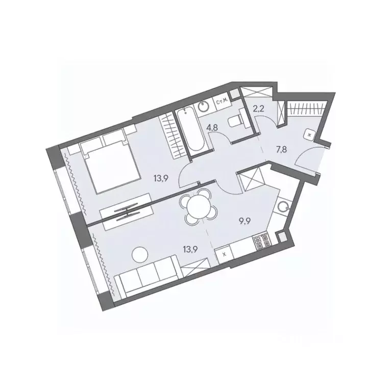 2-к кв. Москва ш. Боровское (дублер) (52.5 м) - Фото 0