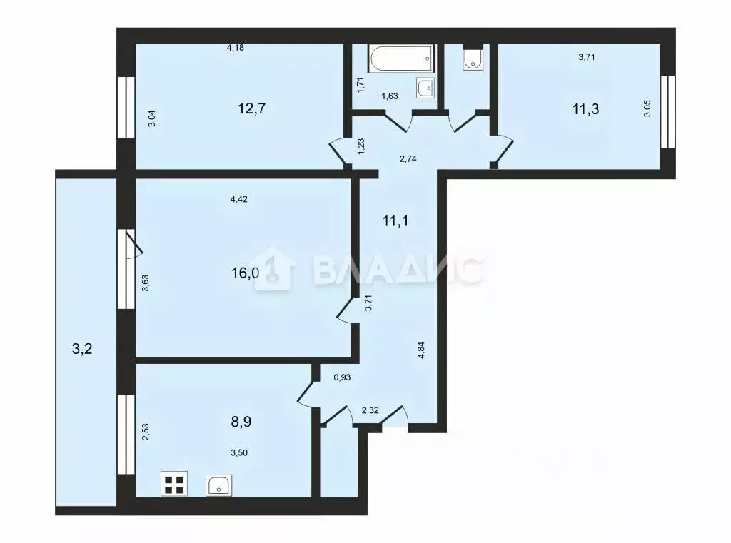 3-к кв. Карелия, Петрозаводск ул. Зайцева, 42 (64.8 м) - Фото 2
