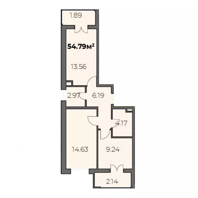 2-комнатная квартира: Адыгейск, ЖК Центральный Двор (54.79 м) - Фото 1