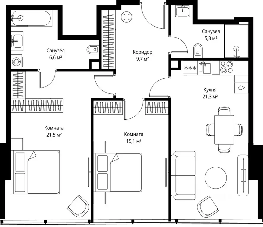 2-к кв. Москва 1-й Красногвардейский проезд, 13 (79.5 м) - Фото 1