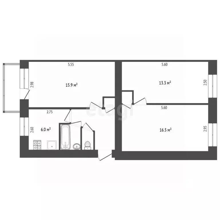 3-к кв. Пензенская область, Пенза Тамбовская ул., 22 (60.4 м) - Фото 2