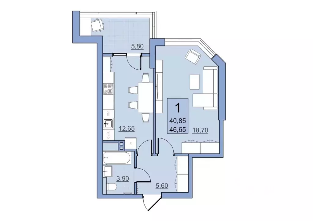 1-к кв. Саратовская область, Балаково Комсомольская ул., 65 (40.85 м) - Фото 0