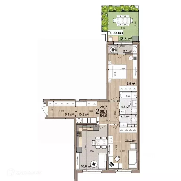 2-к кв. Рязанская область, Рязань Еврокласс жилой комплекс (84.5 м) - Фото 0