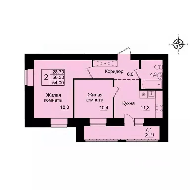 2-к кв. Кировская область, Киров Хлыновская ул., 21 (54.0 м) - Фото 1