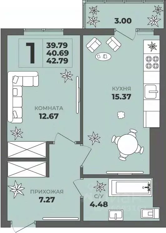 1-к кв. Калининградская область, Калининград ул. Генерала Толстикова, ... - Фото 1