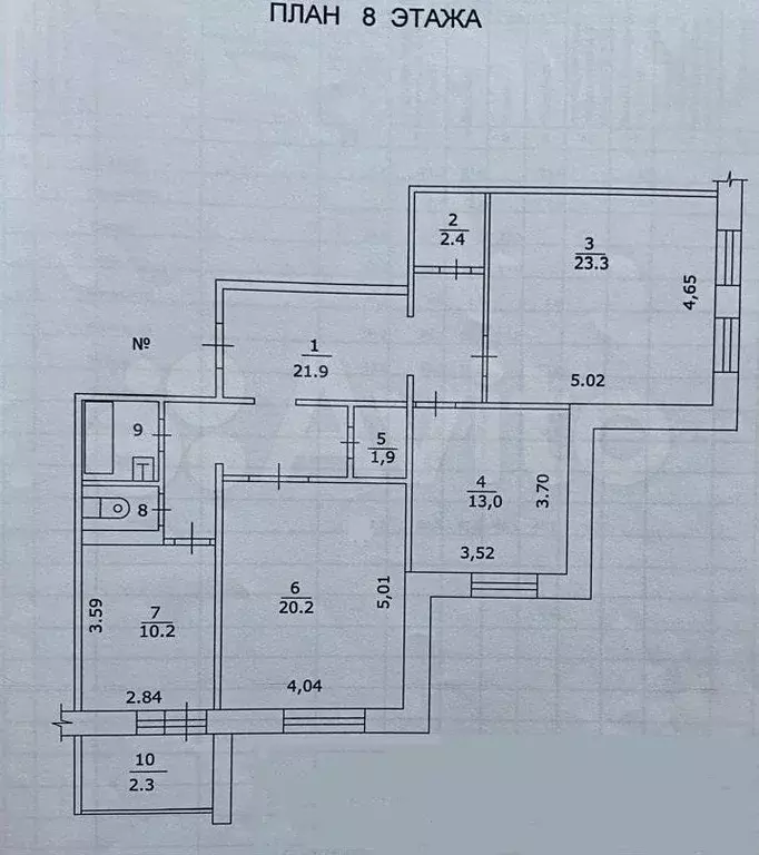 3-к. квартира, 97,2 м, 8/10 эт. - Фото 0