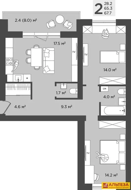 2-комнатная квартира: посёлок Прибрежное, улица Южное Полукольцо, 6к4 ... - Фото 1