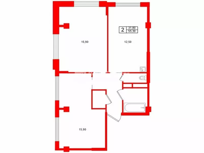 2-комнатная квартира: Мурино, улица Шоссе в Лаврики, 95 (55.3 м) - Фото 0