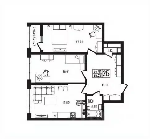 2-к кв. Адыгея, Майкоп  (76.28 м) - Фото 1