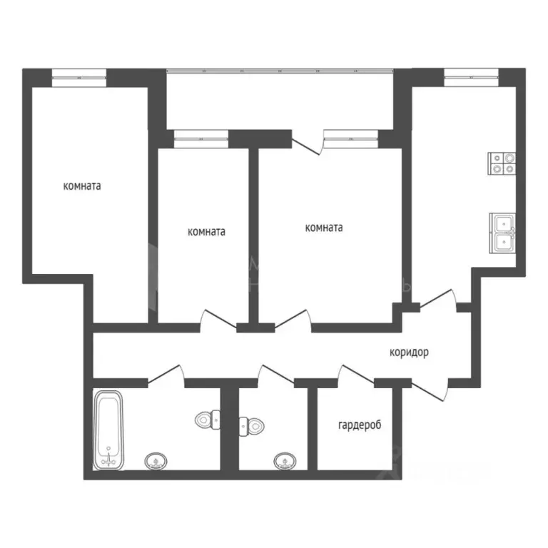 3-к кв. Тюменская область, Тюмень ул. Михаила Сперанского, 37 (76.0 м) - Фото 1