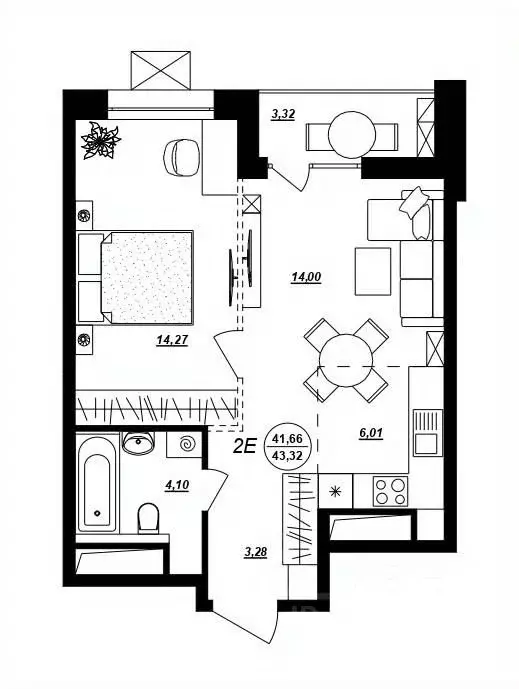 2-к кв. Хабаровский край, Хабаровск ул. Демьяна Бедного (43.32 м) - Фото 1