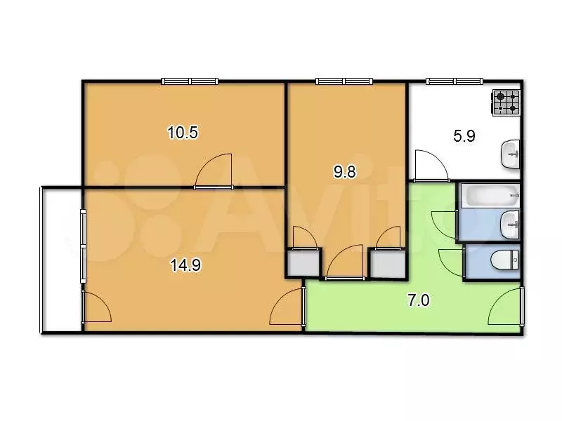 3-к. квартира, 60 м, 1/3 эт. - Фото 0