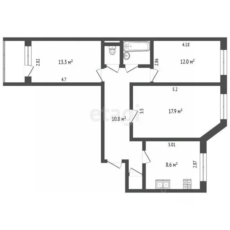 3-к кв. Ямало-Ненецкий АО, Новый Уренгой Юбилейный мкр, 5/7 (67.6 м) - Фото 1