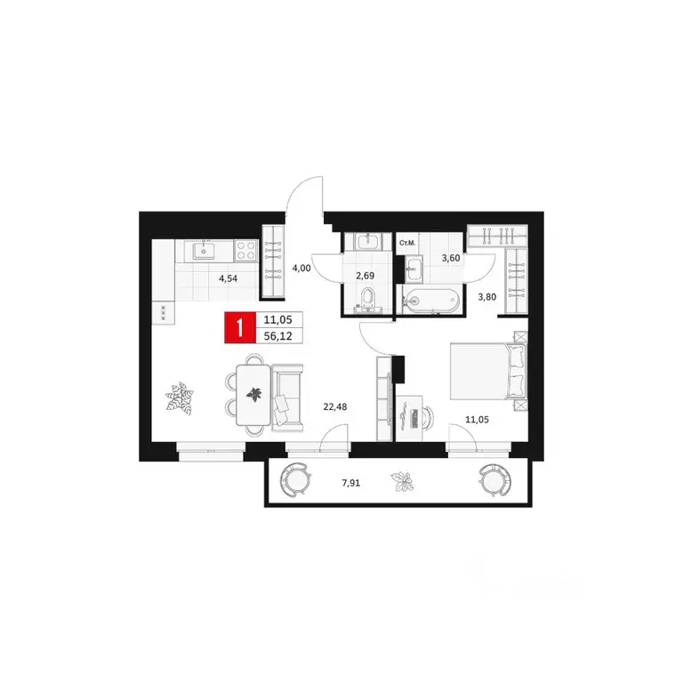 1-к кв. Башкортостан, Уфа ул. Большая Московская, 11 (56.12 м) - Фото 1