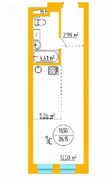 1-к кв. Башкортостан, Уфа ул. Аксакова, 79 (26.29 м) - Фото 1