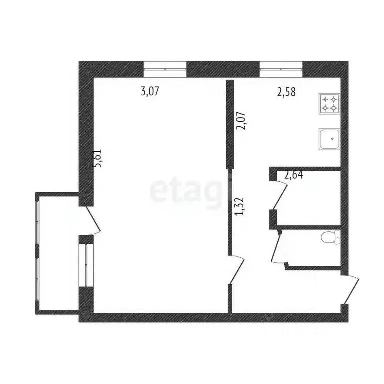1-к кв. Белгородская область, Шебекино ул. Свободы, 33 (31.0 м) - Фото 1
