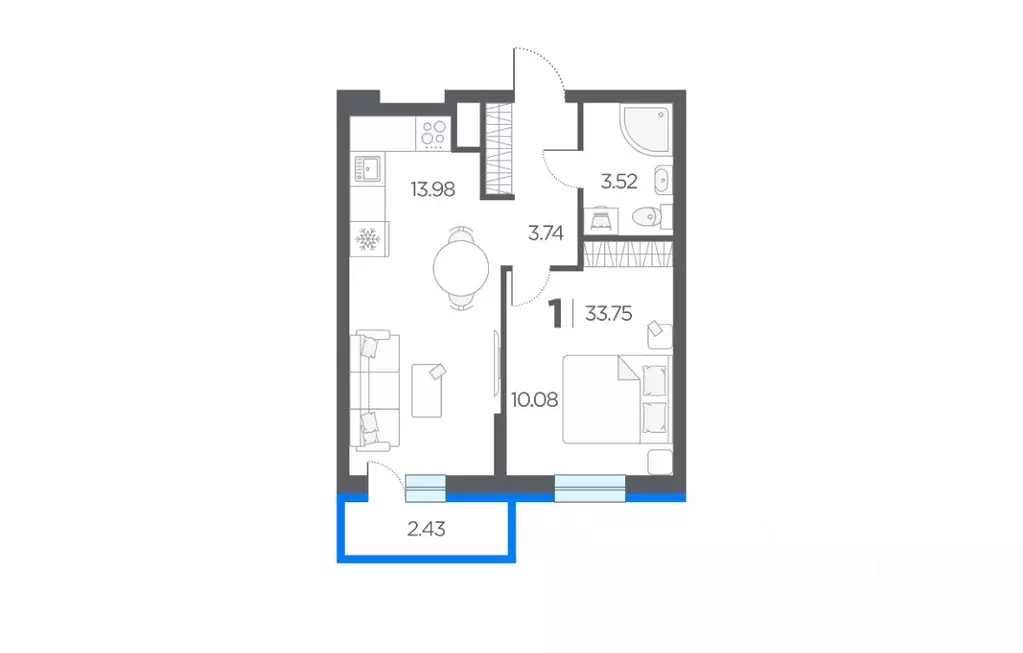 1-к кв. Рязанская область, Рязанский район, Дядьковское с/пос, с. ... - Фото 1