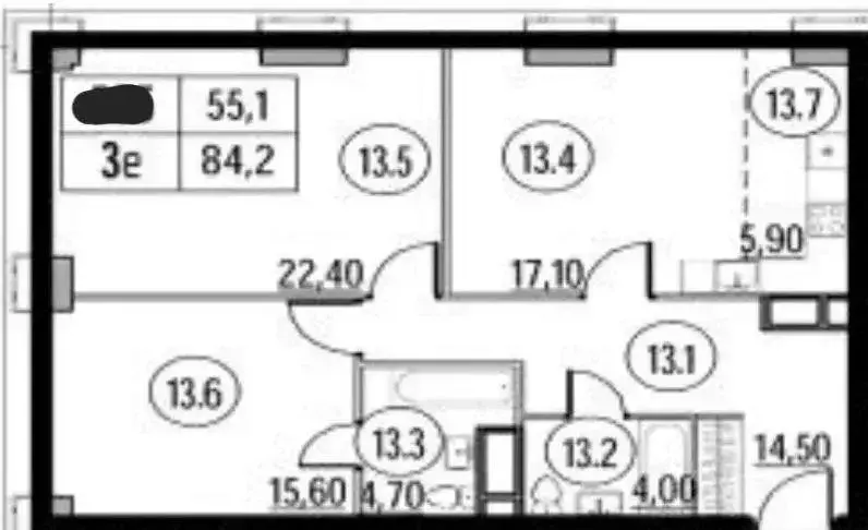 Квартира, 3 комнаты, 84.2 м - Фото 0