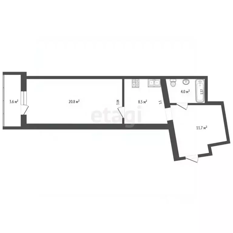 1-к кв. Московская область, Подольск городской округ, д. Бородино ш. ... - Фото 1