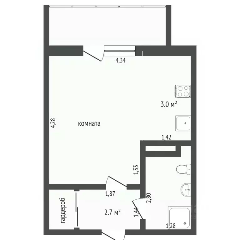 Студия Челябинская область, Миасс бул. Карпова, 7 (23.8 м) - Фото 2