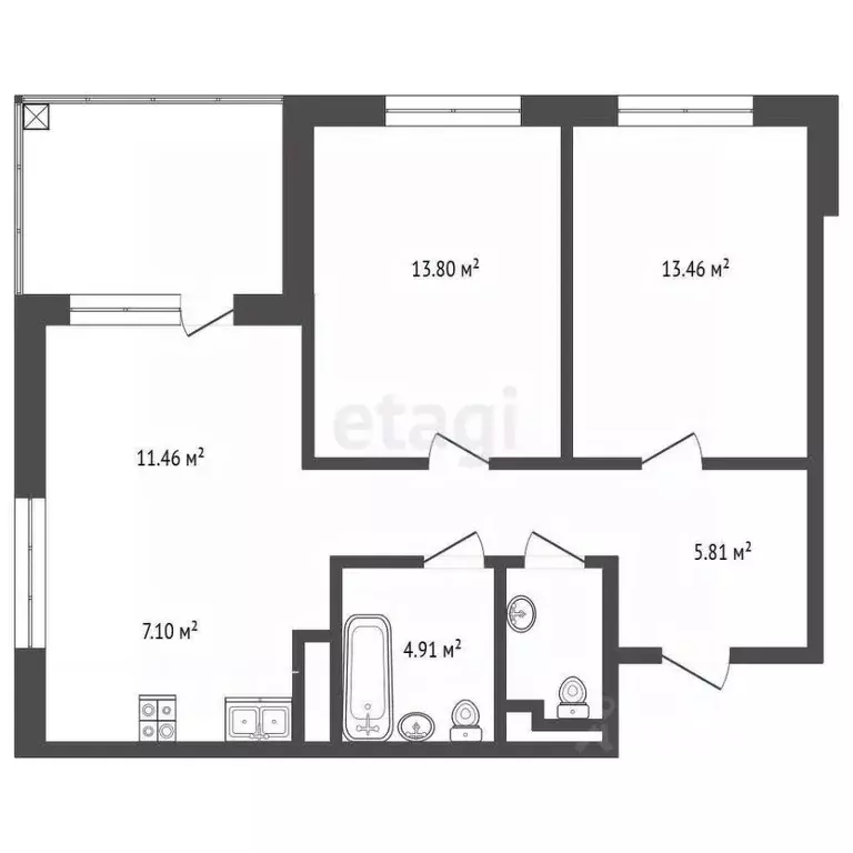 3-к кв. Тюменская область, Тюмень Невская ул., 109 (64.0 м) - Фото 0