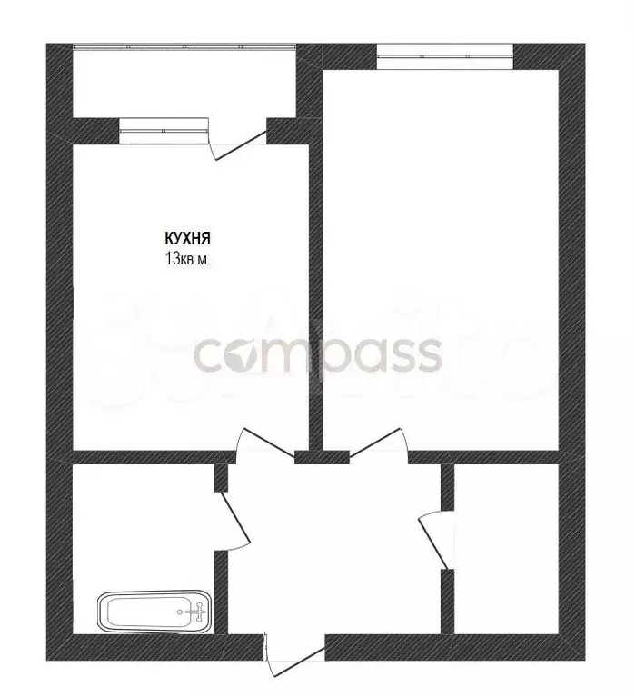 1-к. квартира, 41 м, 2/5 эт. - Фото 0