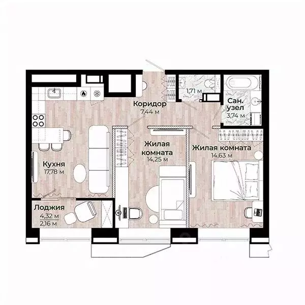 2-к кв. Хабаровский край, Хабаровск Волочаевская ул., 156 (61.71 м) - Фото 1