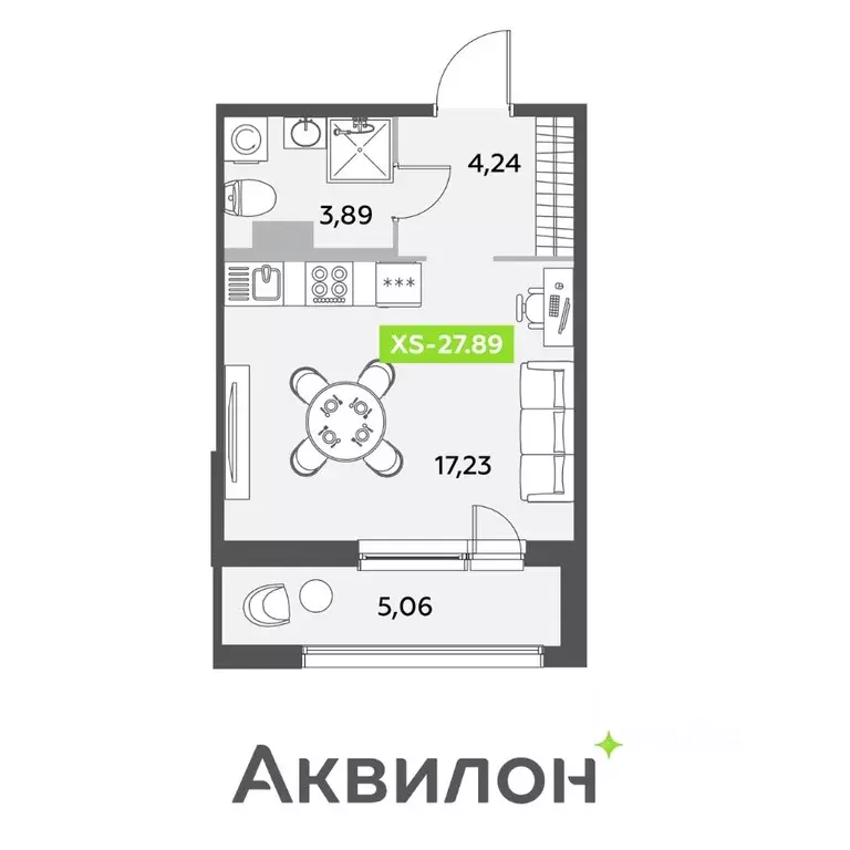 Студия Санкт-Петербург ул. Среднерогатская, 11к2 (27.89 м) - Фото 0