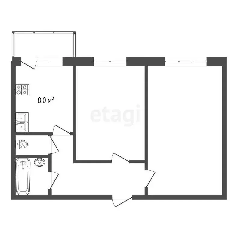 2-комнатная квартира: Тобольск, 9-й микрорайон, 37 (55.8 м) - Фото 1