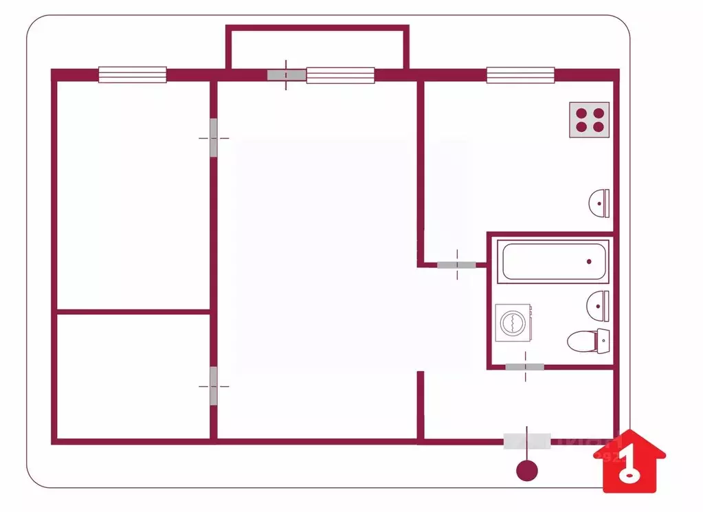2-к кв. Омская область, Омск ул. Менжинского, 1В (42.5 м) - Фото 2