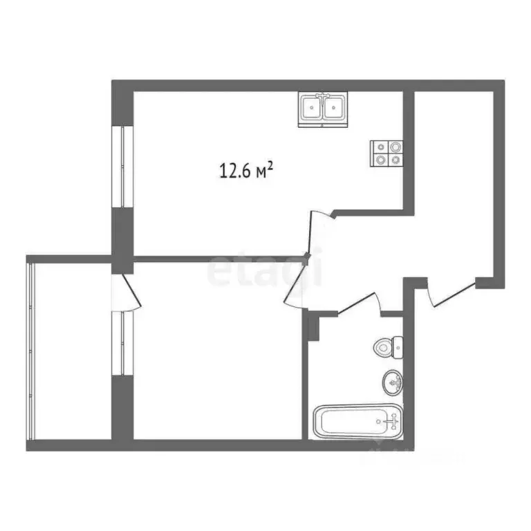1-к кв. Тюменская область, Тюменский муниципальный округ, д. Патрушева ... - Фото 2
