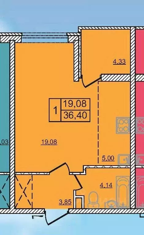 Студия Краснодарский край, Анапа ул. Ленина, 190к2 (36.4 м) - Фото 1