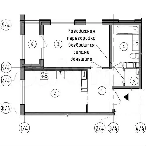 1-к. квартира, 44,5 м, 7/8 эт. - Фото 1