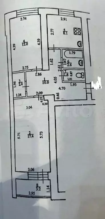 2-к. квартира, 54,1 м, 5/7 эт. - Фото 0