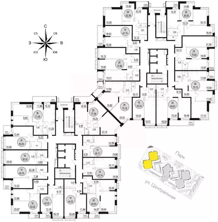 2-к кв. Московская область, Щелково Центральная ул., 69 (50.56 м) - Фото 1