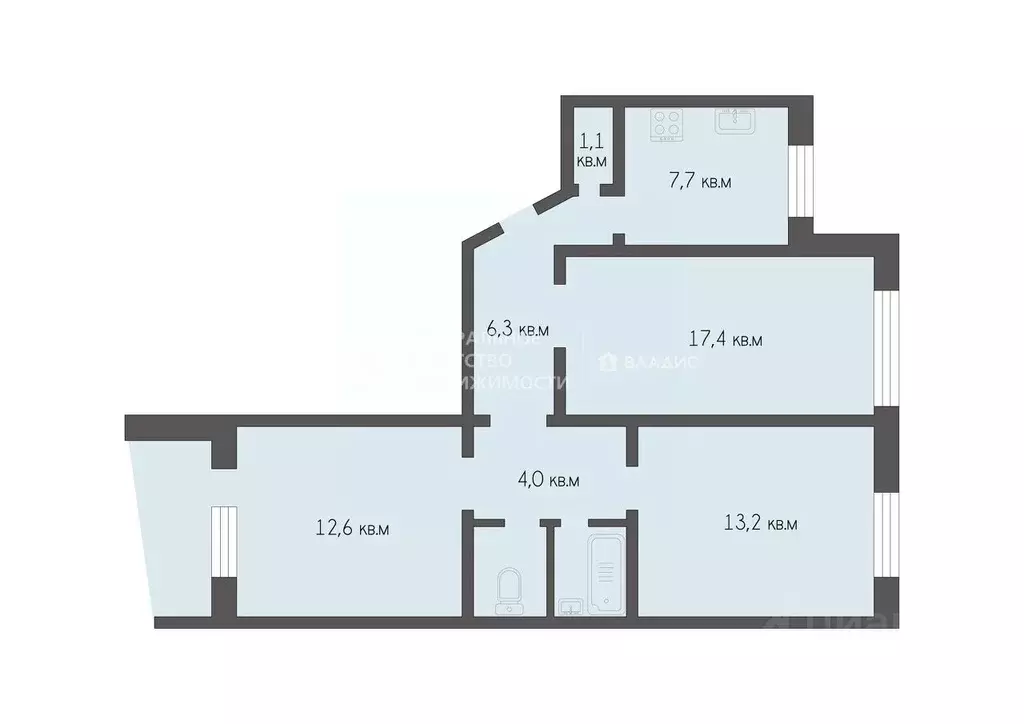 3-к кв. Рязанская область, Рязань Касимовское ш., 48к1 (65.5 м) - Фото 1