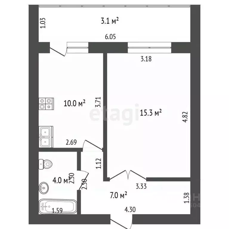 1-к кв. Забайкальский край, Чита пос. Текстильщиков, 3-й мкр, 14 (36.3 ... - Фото 2