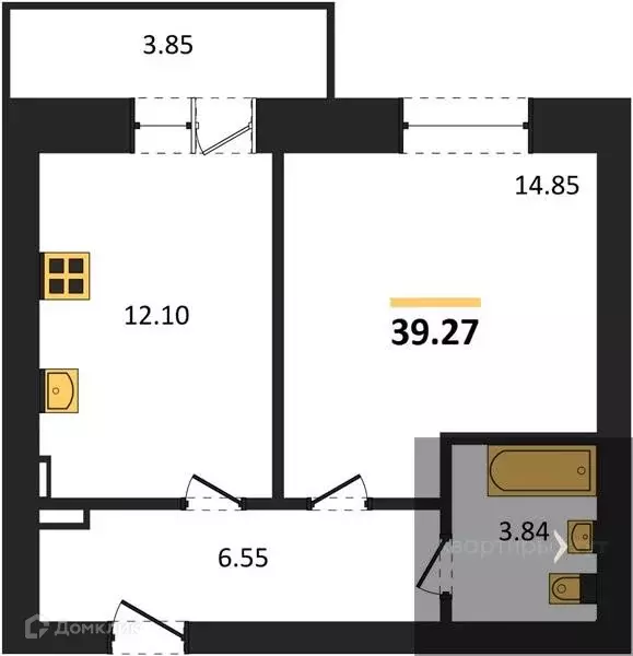 Продаётся 1-к квартира, 39.27 м - Фото 0