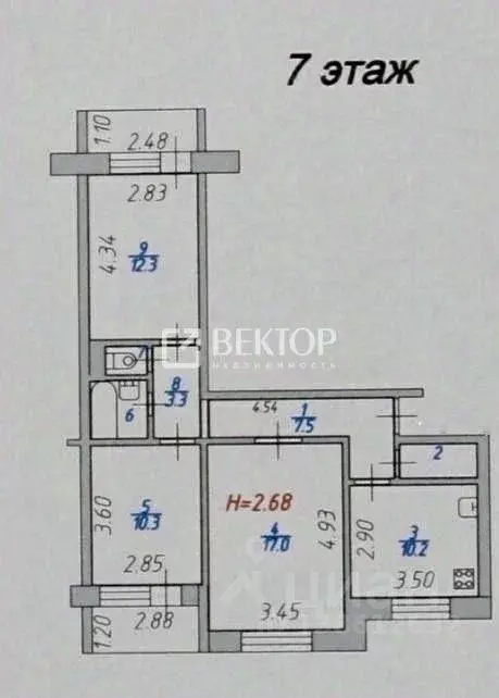 3-к кв. Ивановская область, Кохма ул. Владимирская, 31 (67.0 м) - Фото 2